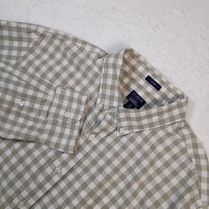 J. Crew Shirt Men's XL Slim Flex Washed Beige White Check Button-Up Long Sleeve